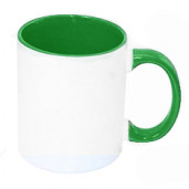 Кружка с цветной зеленой ручкой и заливкой