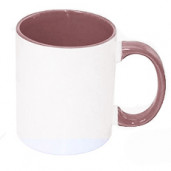 Кружка с цветной розовой ручкой и заливкой