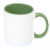 Кружка с цветной салатовой ручкой и заливкой