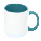 Кружка с цветной голубой ручкой и заливкой