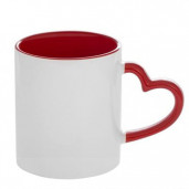 Кружка с ручкой сердце красная